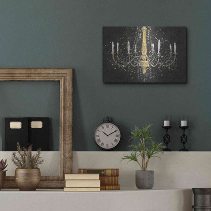 Luxe Metal Art 'Grand Chandelier Black I' by James Wiens, Metal Wall Art,16x12