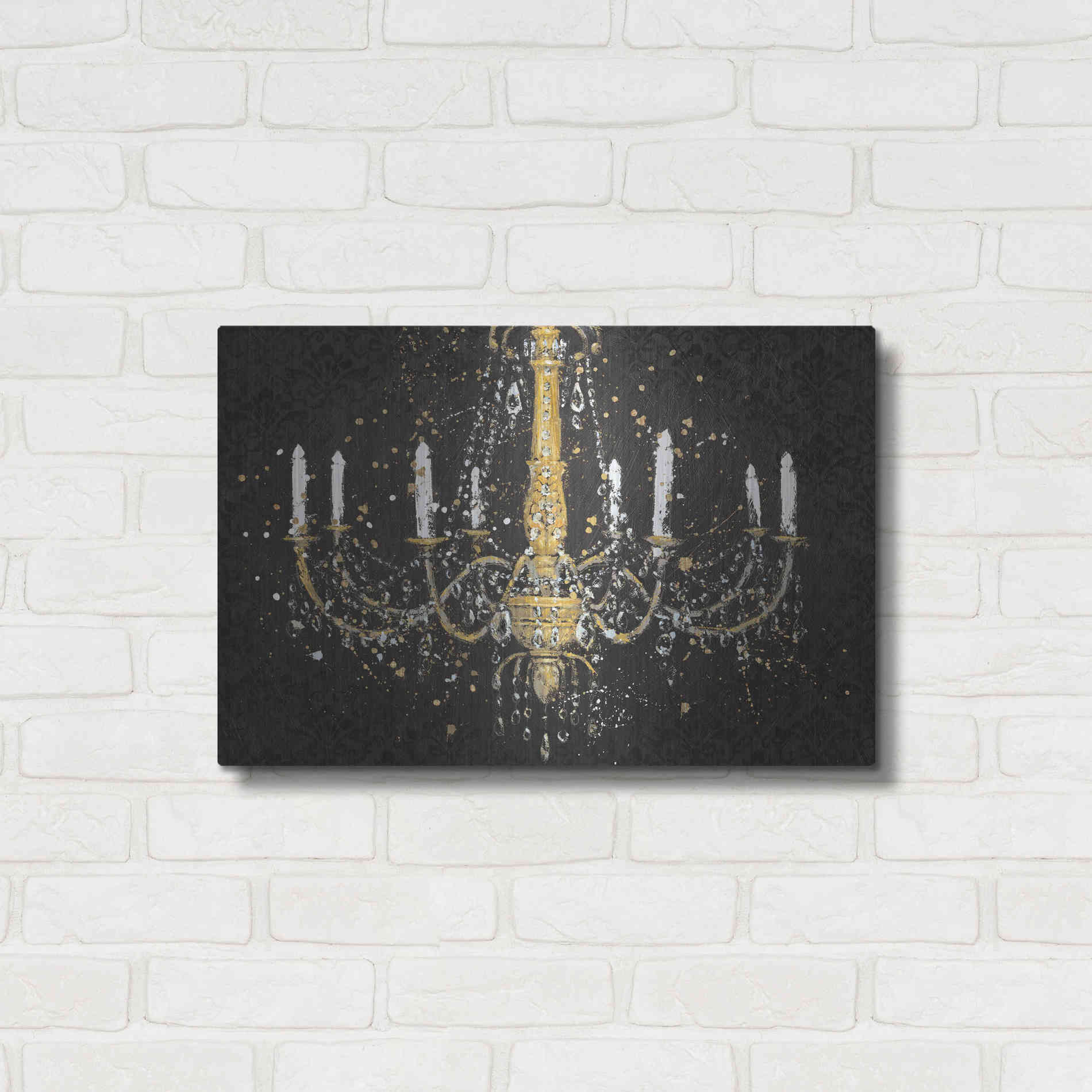 Luxe Metal Art 'Grand Chandelier Black I' by James Wiens, Metal Wall Art,24x16