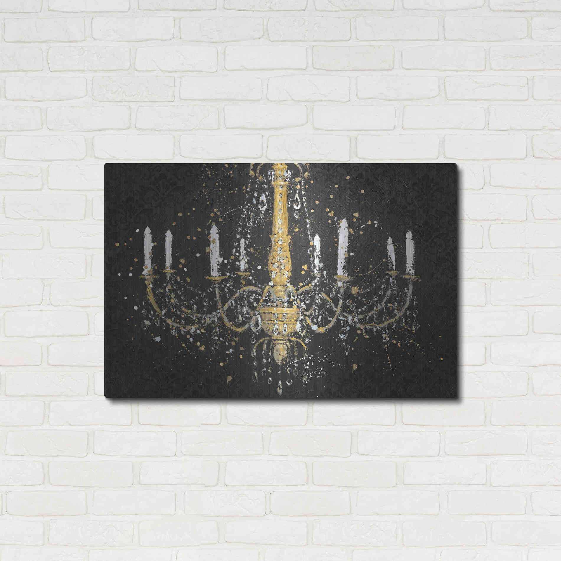 Luxe Metal Art 'Grand Chandelier Black I' by James Wiens, Metal Wall Art,36x24