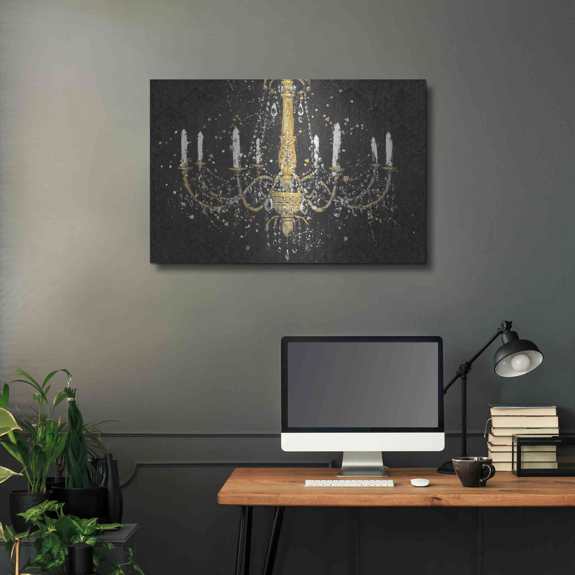 Luxe Metal Art 'Grand Chandelier Black I' by James Wiens, Metal Wall Art,36x24