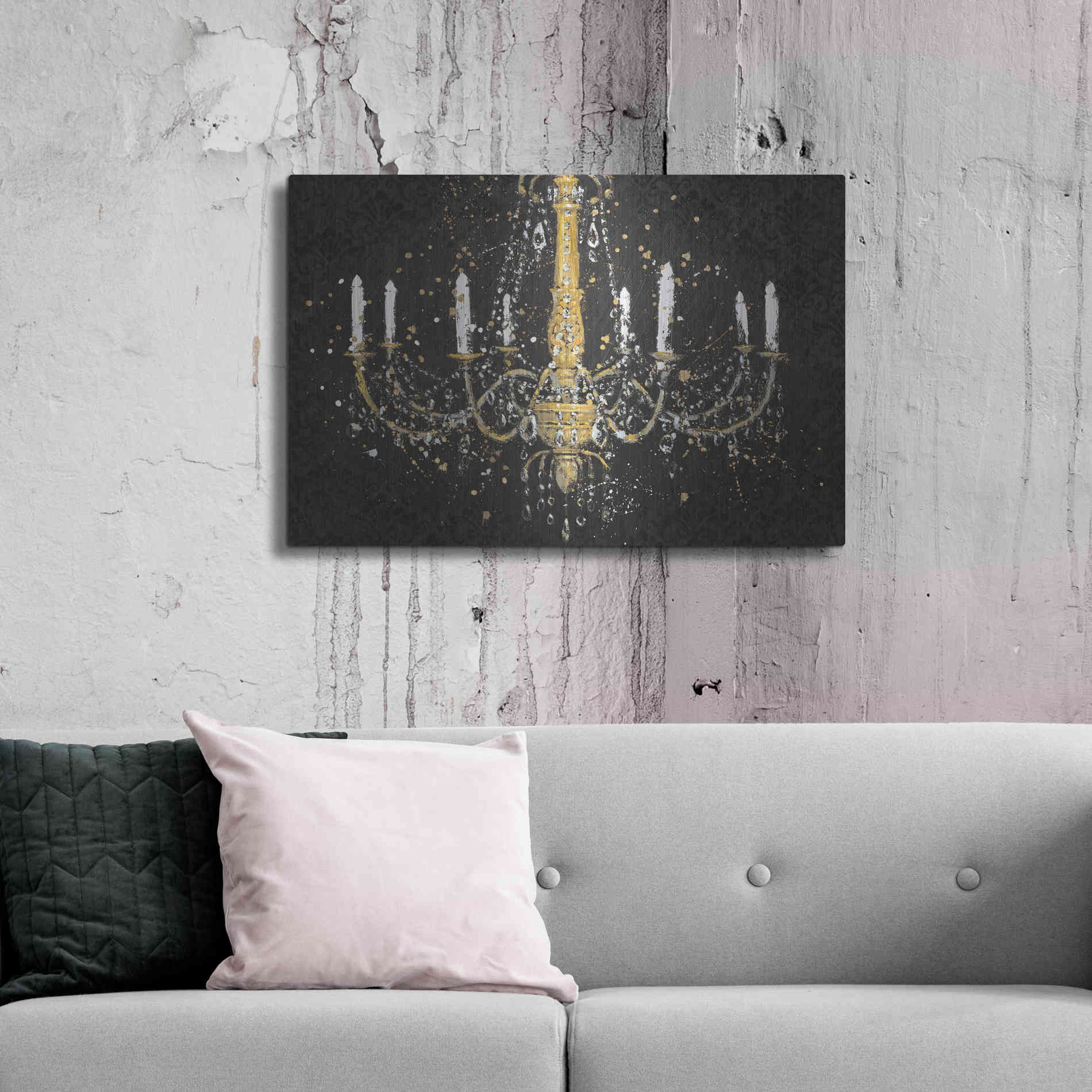 Luxe Metal Art 'Grand Chandelier Black I' by James Wiens, Metal Wall Art,36x24