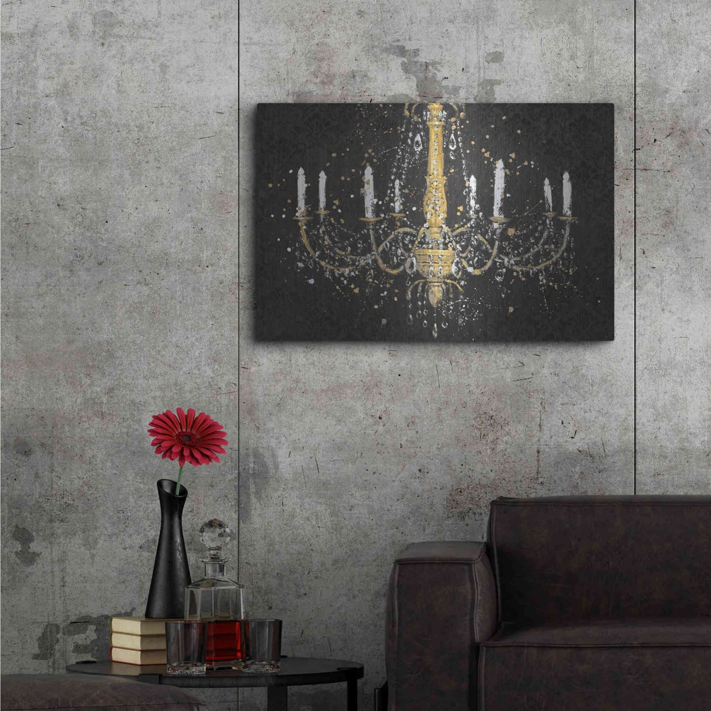 Luxe Metal Art 'Grand Chandelier Black I' by James Wiens, Metal Wall Art,36x24