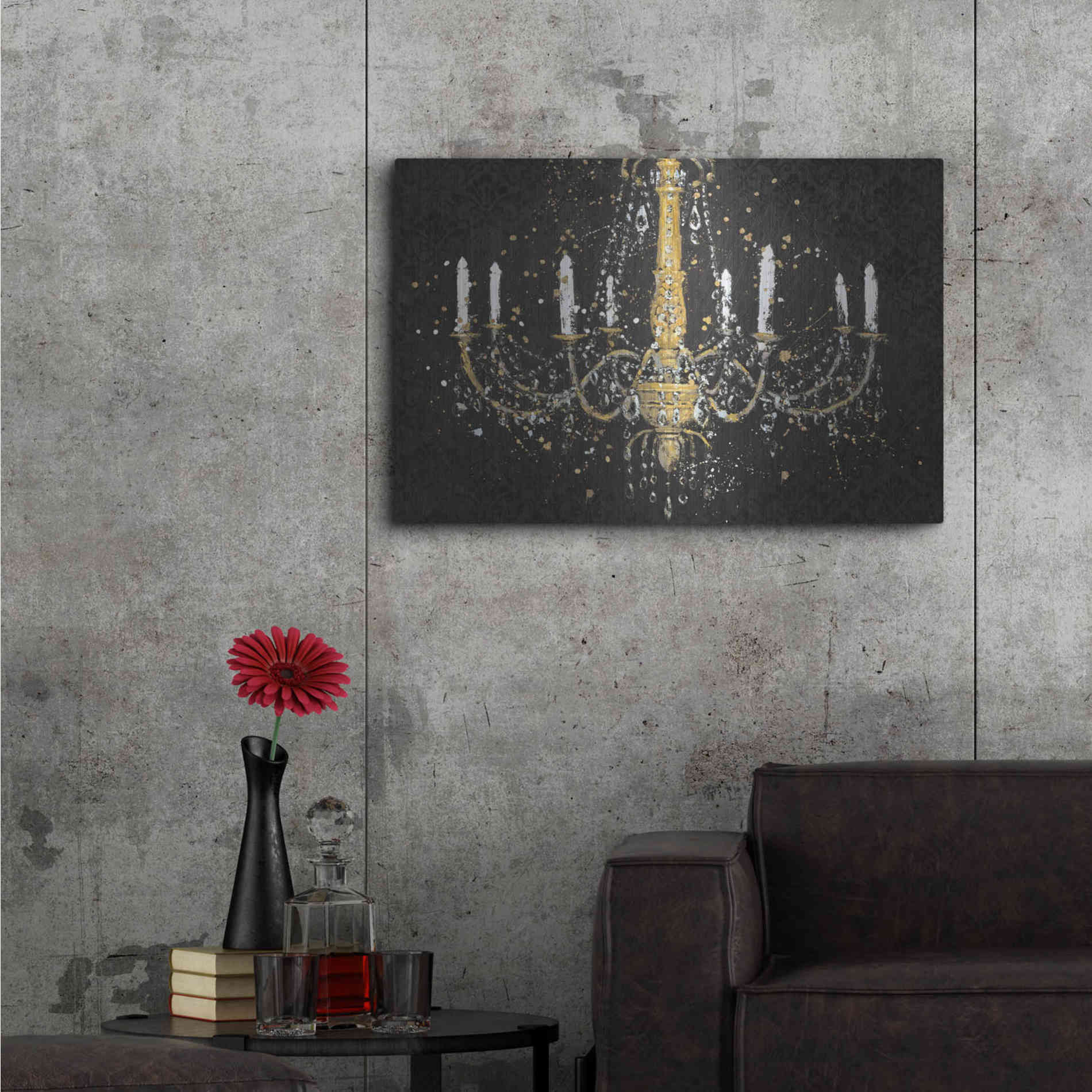 Luxe Metal Art 'Grand Chandelier Black I' by James Wiens, Metal Wall Art,36x24