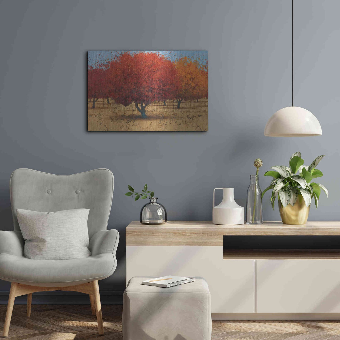 Luxe Metal Art 'Orange Trees II' by James Wiens, Metal Wall Art,24x16