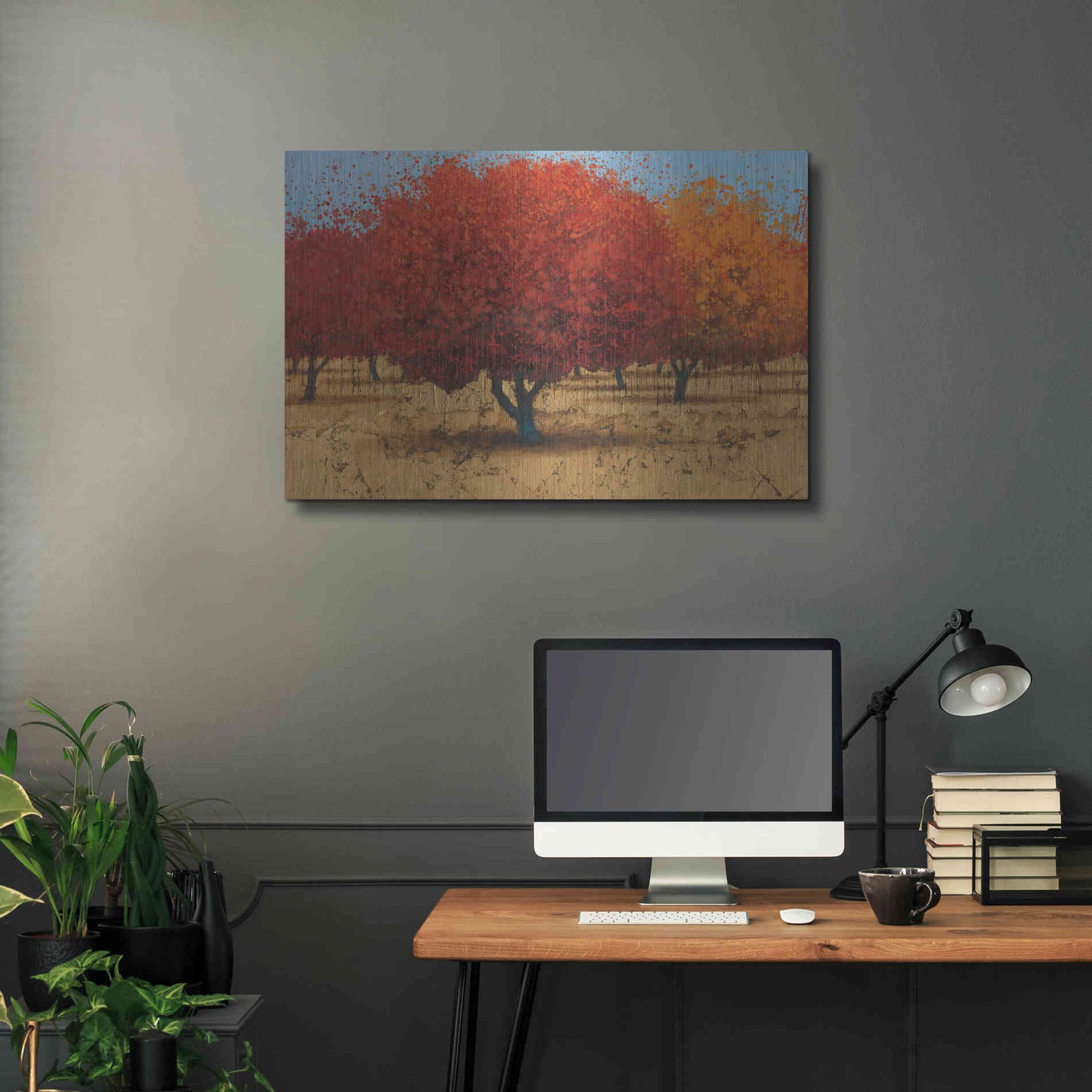 Luxe Metal Art 'Orange Trees II' by James Wiens, Metal Wall Art,36x24