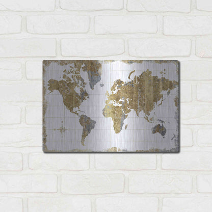 Luxe Metal Art 'Gilded Map' by Wild Apple Portfolio, Metal Wall Art,16x12
