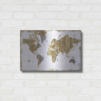 Luxe Metal Art 'Gilded Map' by Wild Apple Portfolio, Metal Wall Art,24x16