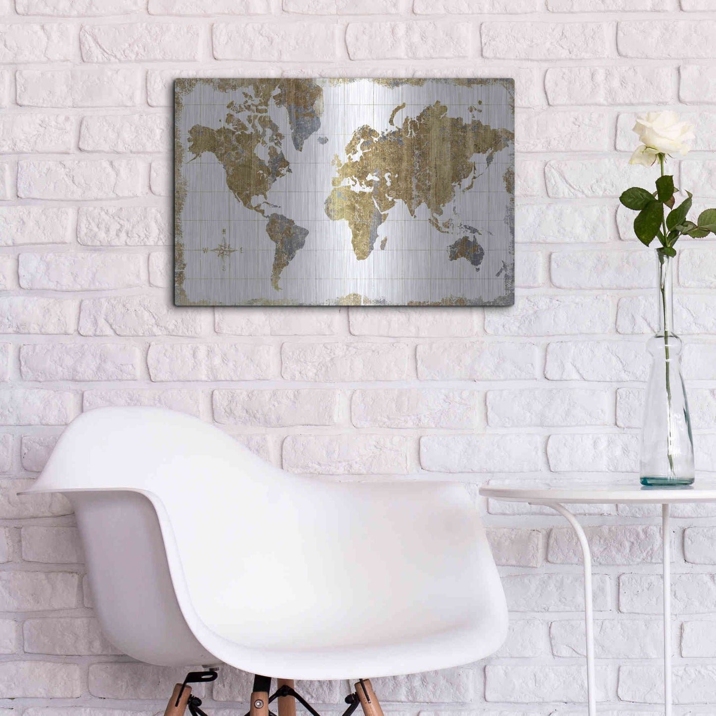 Luxe Metal Art 'Gilded Map' by Wild Apple Portfolio, Metal Wall Art,24x16