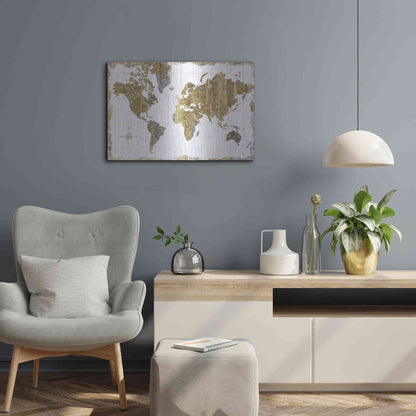 Luxe Metal Art 'Gilded Map' by Wild Apple Portfolio, Metal Wall Art,24x16