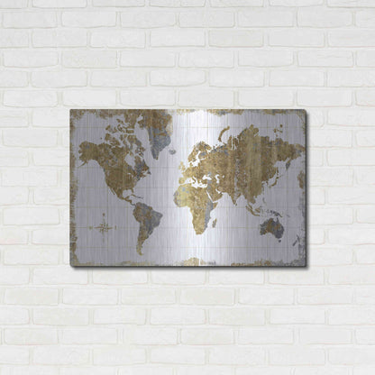 Luxe Metal Art 'Gilded Map' by Wild Apple Portfolio, Metal Wall Art,36x24