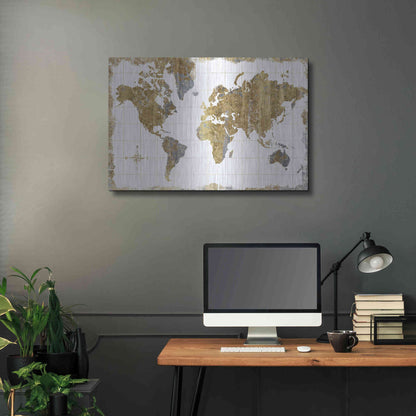 Luxe Metal Art 'Gilded Map' by Wild Apple Portfolio, Metal Wall Art,36x24