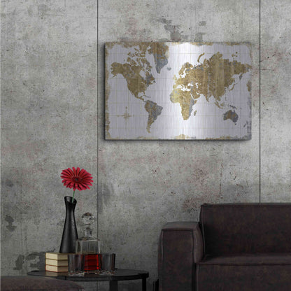 Luxe Metal Art 'Gilded Map' by Wild Apple Portfolio, Metal Wall Art,36x24