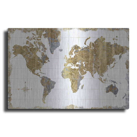 Luxe Metal Art 'Gilded Map' by Wild Apple Portfolio, Metal Wall Art