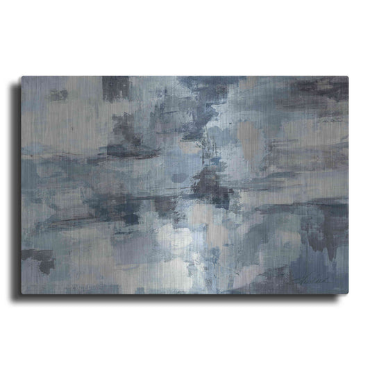 Luxe Metal Art 'In The Clouds Indigo and Grey' by Silvia Vassileva, Metal Wall Art