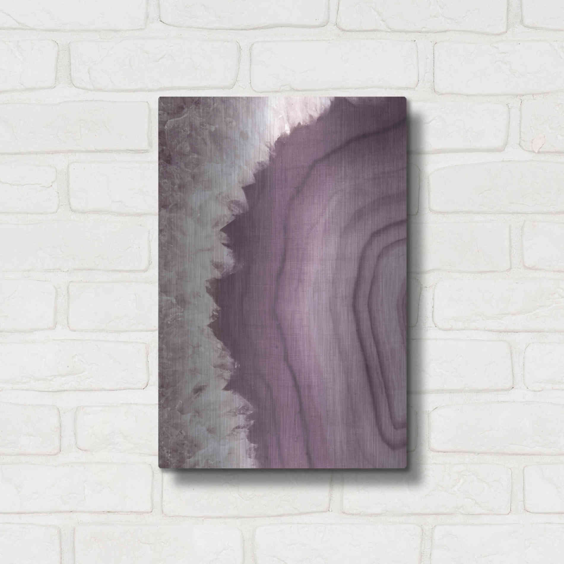 Luxe Metal Art 'Agate Geode I PLUM' by Wild Apple Portfolio, Metal Wall Art,12x16