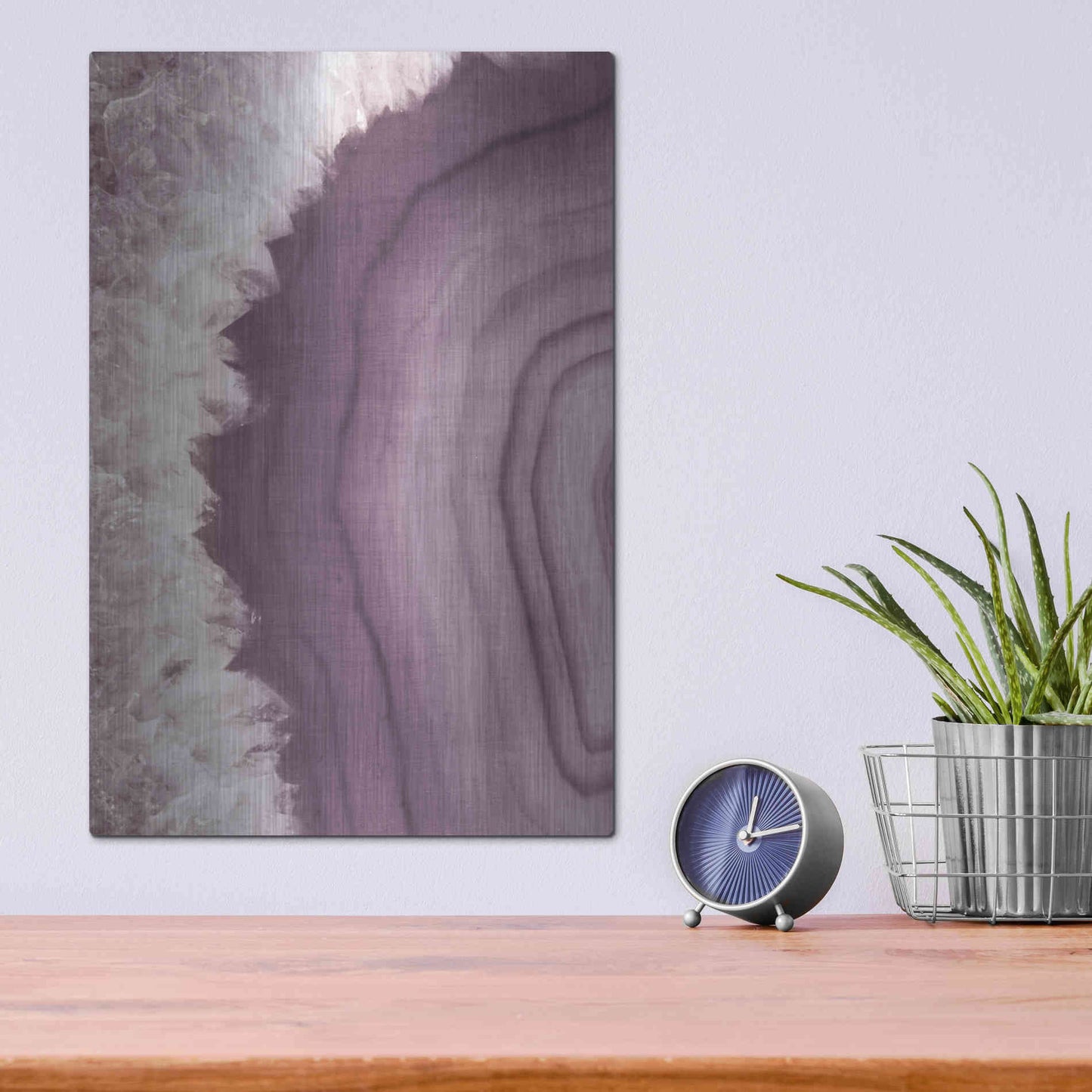 Luxe Metal Art 'Agate Geode I PLUM' by Wild Apple Portfolio, Metal Wall Art,12x16