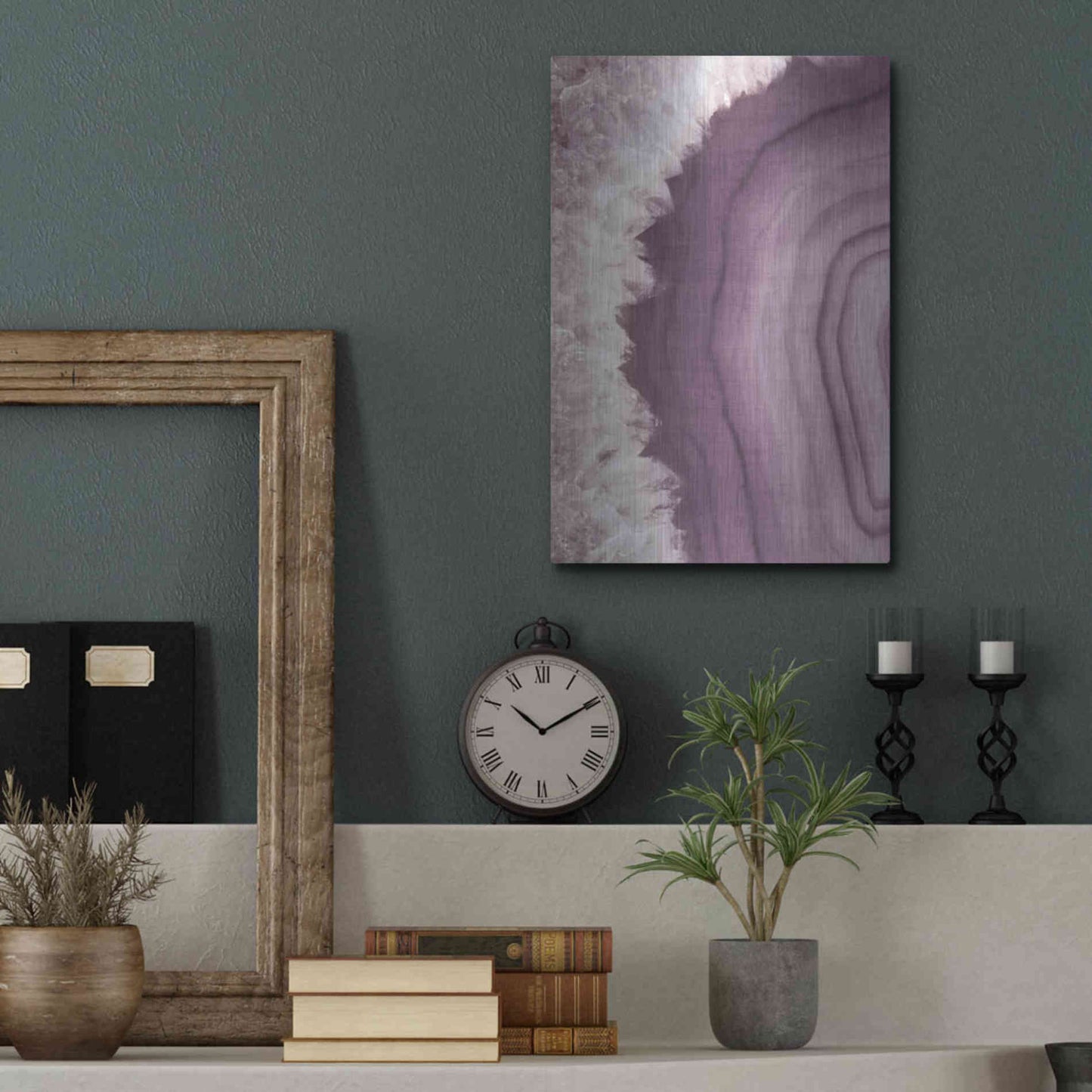 Luxe Metal Art 'Agate Geode I PLUM' by Wild Apple Portfolio, Metal Wall Art,12x16