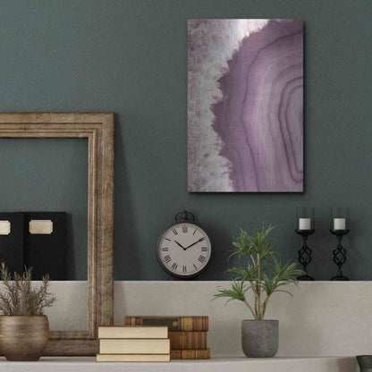 Luxe Metal Art 'Agate Geode I PLUM' by Wild Apple Portfolio, Metal Wall Art,12x16