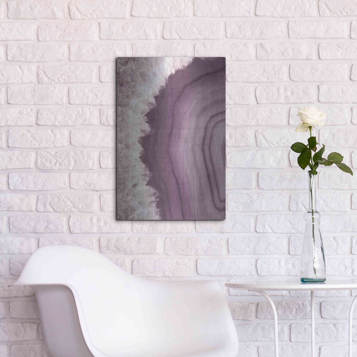 Luxe Metal Art 'Agate Geode I PLUM' by Wild Apple Portfolio, Metal Wall Art,16x24