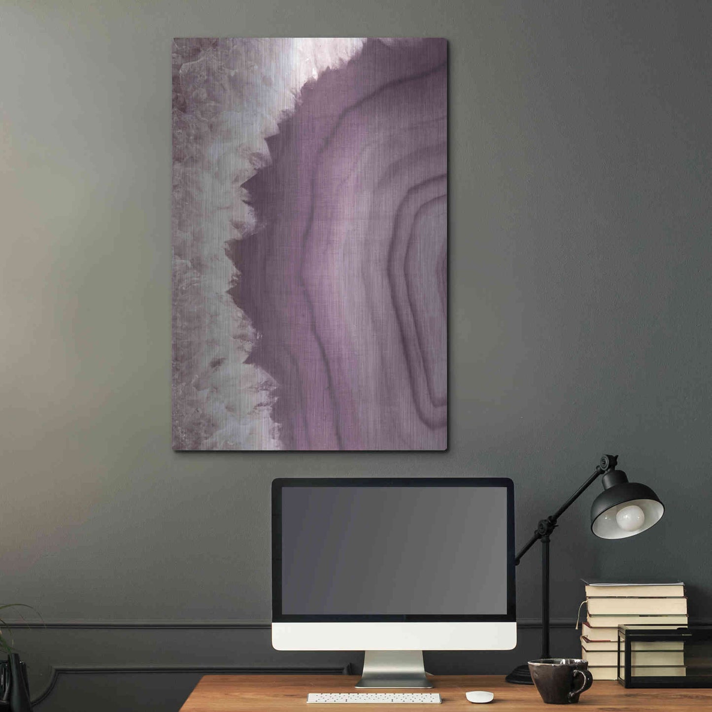 Luxe Metal Art 'Agate Geode I PLUM' by Wild Apple Portfolio, Metal Wall Art,24x36