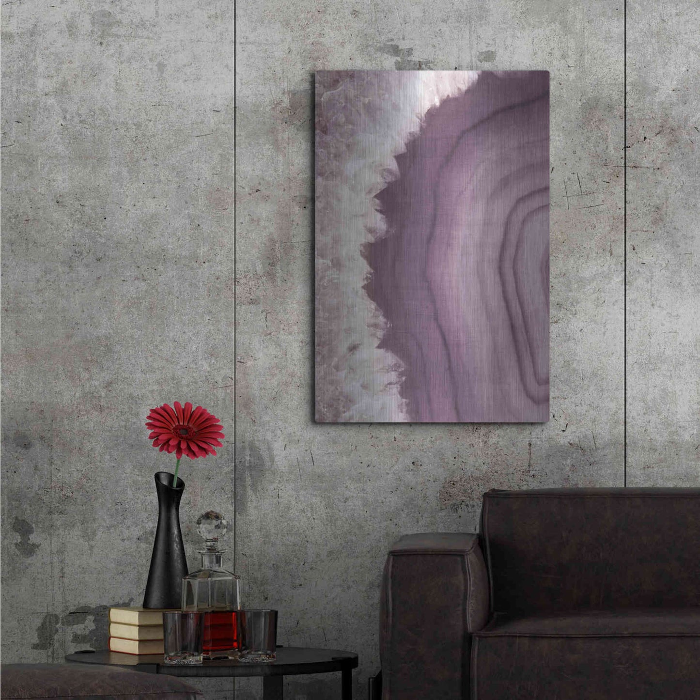 Luxe Metal Art 'Agate Geode I PLUM' by Wild Apple Portfolio, Metal Wall Art,24x36