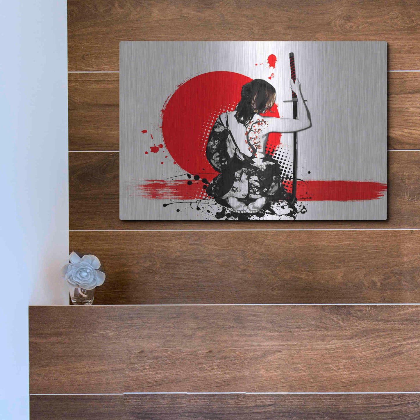 Luxe Metal Art 'Trash Polka - Female Samurai' by Nicklas Gustafsson, Metal Wall Art,16x12