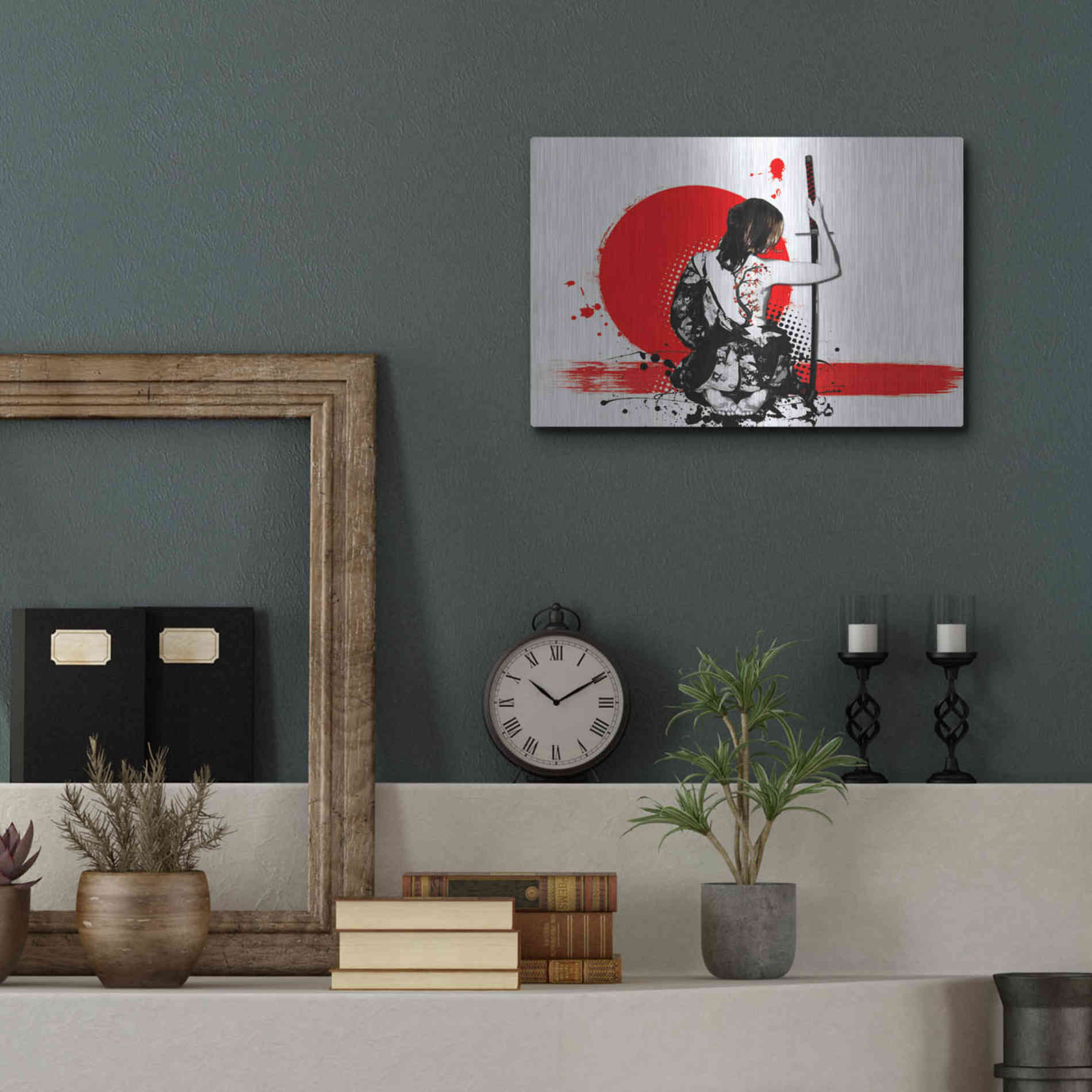 Luxe Metal Art 'Trash Polka - Female Samurai' by Nicklas Gustafsson, Metal Wall Art,16x12