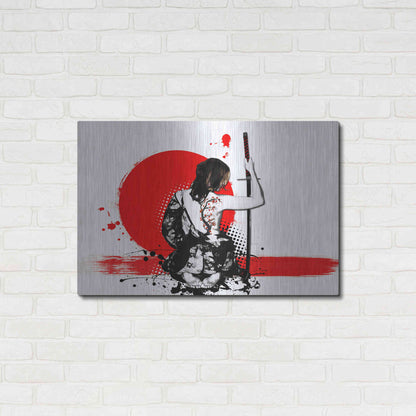 Luxe Metal Art 'Trash Polka - Female Samurai' by Nicklas Gustafsson, Metal Wall Art,36x24