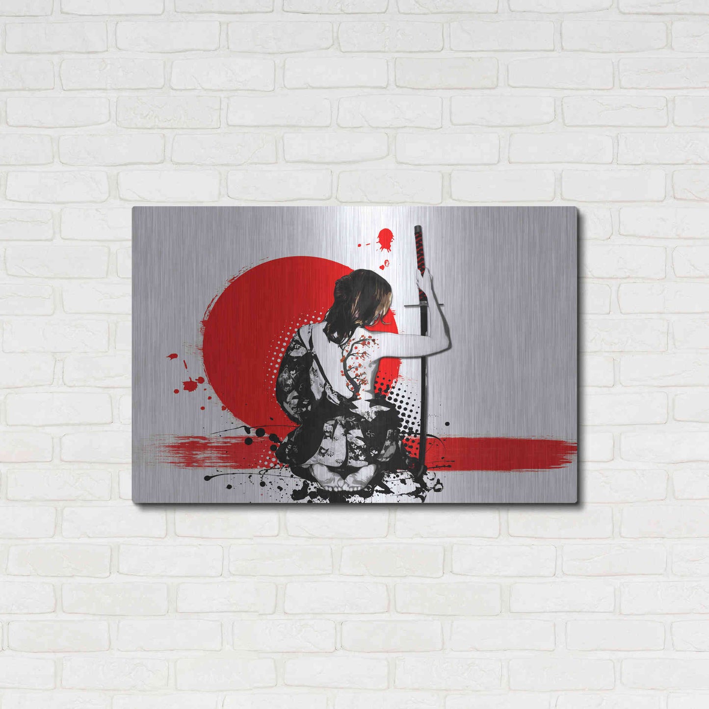Luxe Metal Art 'Trash Polka - Female Samurai' by Nicklas Gustafsson, Metal Wall Art,36x24