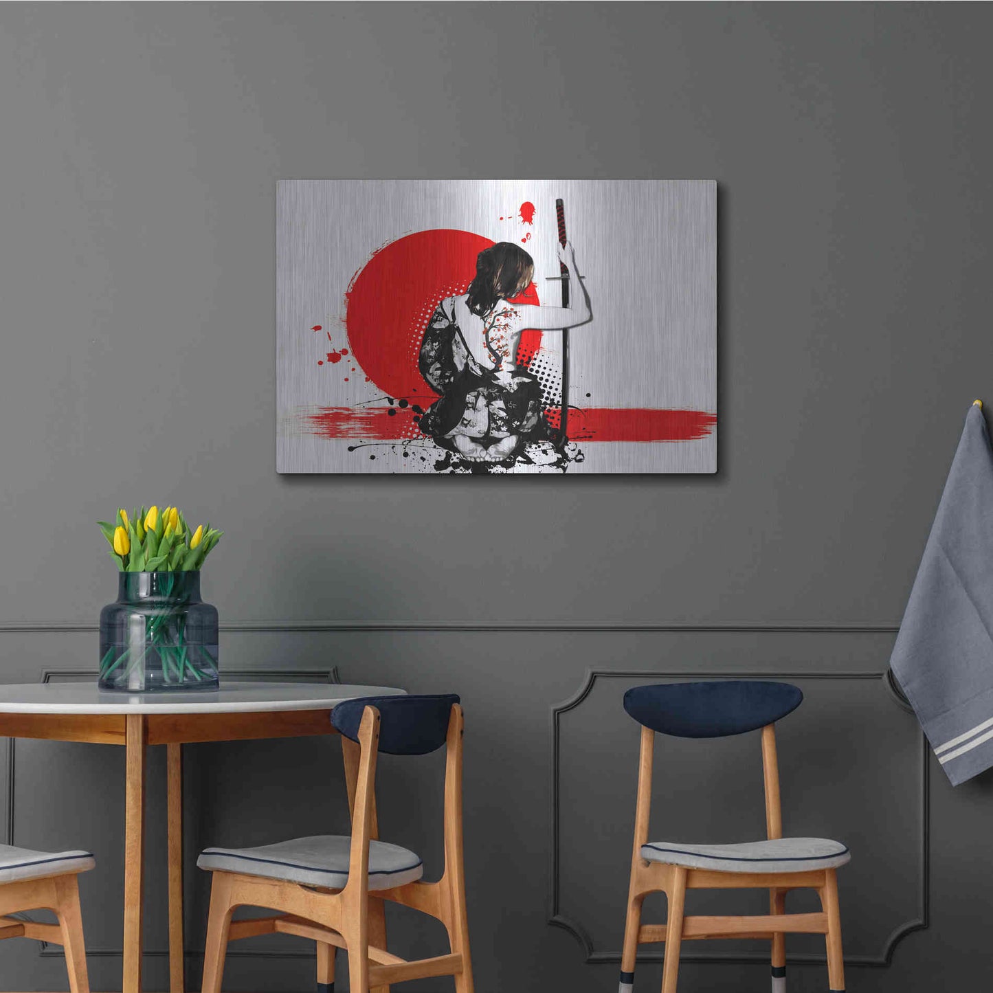 Luxe Metal Art 'Trash Polka - Female Samurai' by Nicklas Gustafsson, Metal Wall Art,36x24