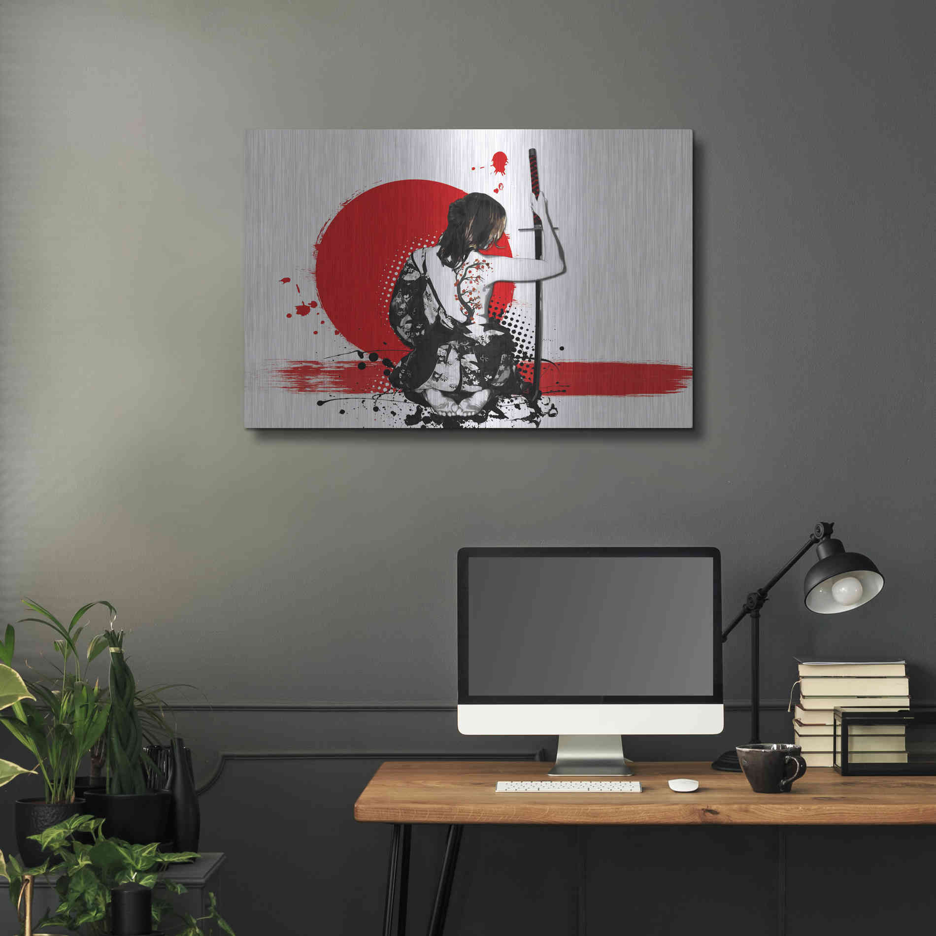 Luxe Metal Art 'Trash Polka - Female Samurai' by Nicklas Gustafsson, Metal Wall Art,36x24