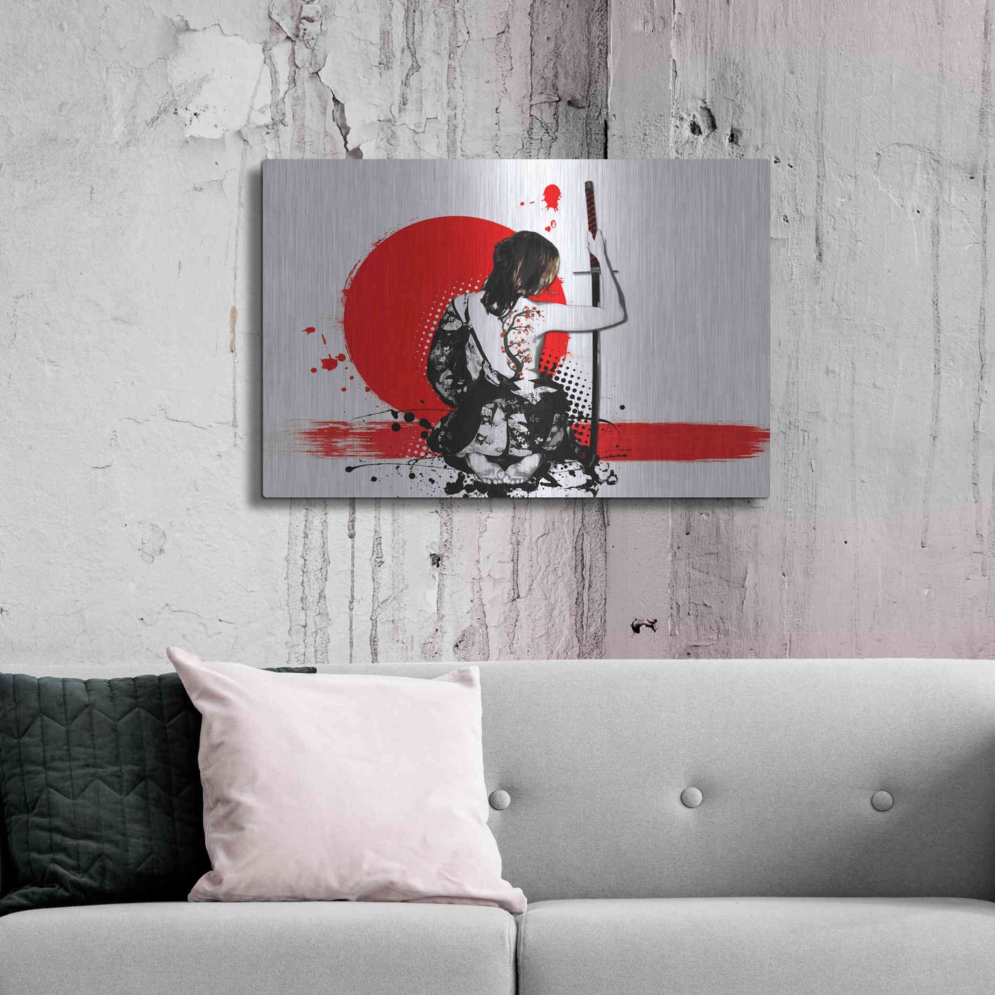 Luxe Metal Art 'Trash Polka - Female Samurai' by Nicklas Gustafsson, Metal Wall Art,36x24