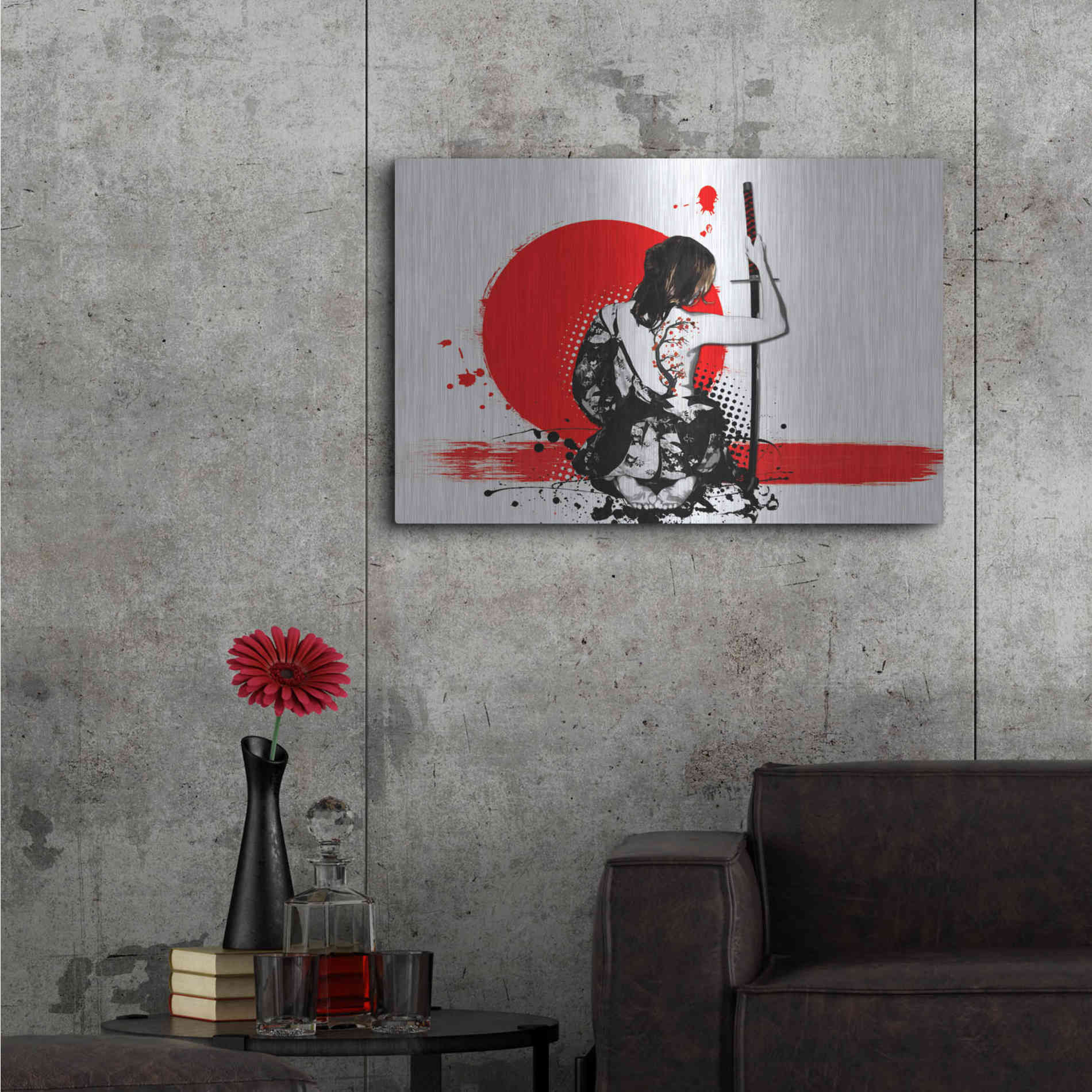 Luxe Metal Art 'Trash Polka - Female Samurai' by Nicklas Gustafsson, Metal Wall Art,36x24