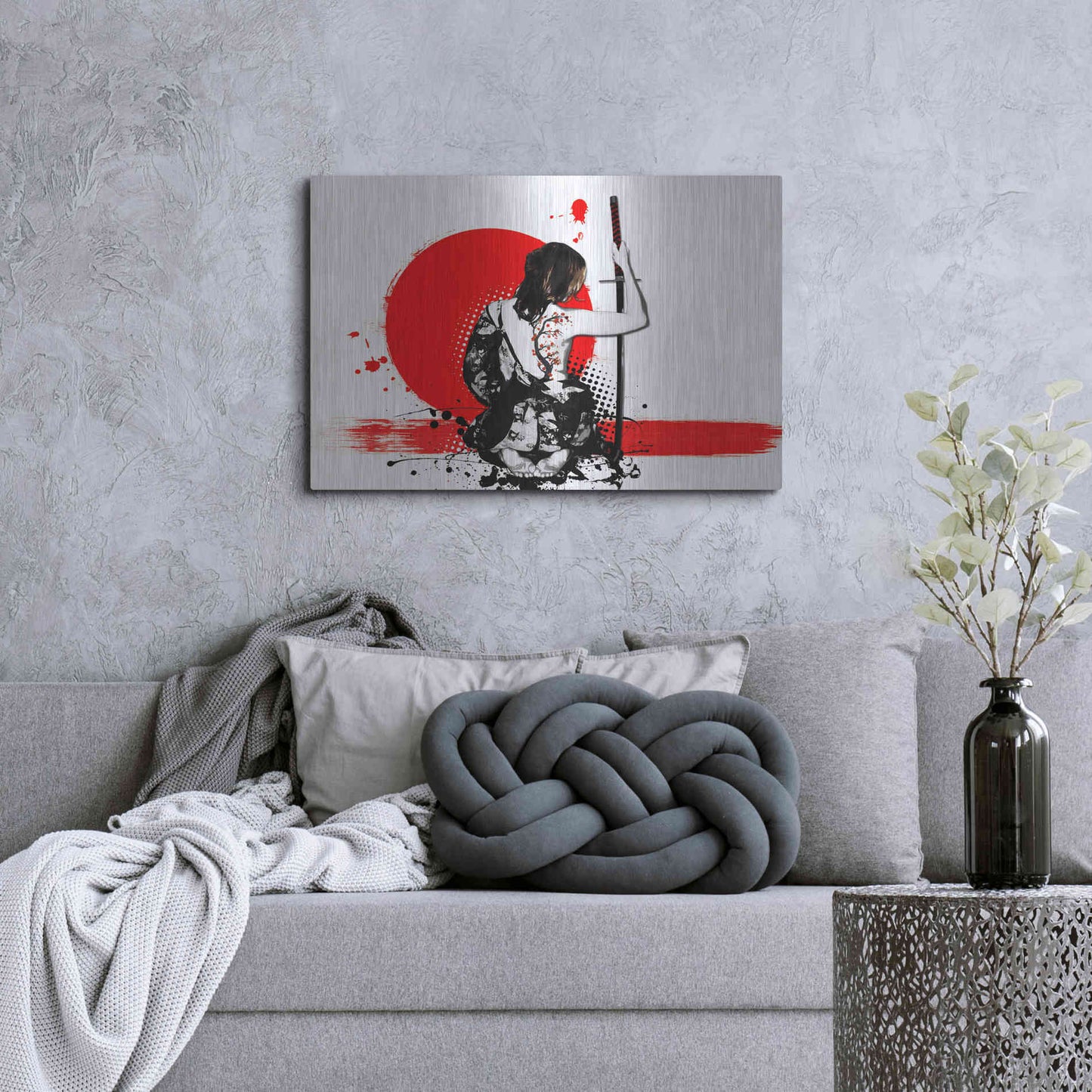 Luxe Metal Art 'Trash Polka - Female Samurai' by Nicklas Gustafsson, Metal Wall Art,36x24