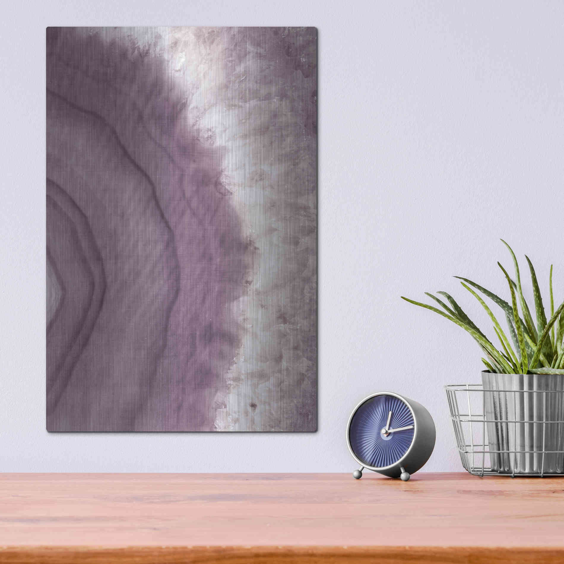 Luxe Metal Art 'Agate Geode II PLUM' by Wild Apple Portfolio, Metal Wall Art,12x16