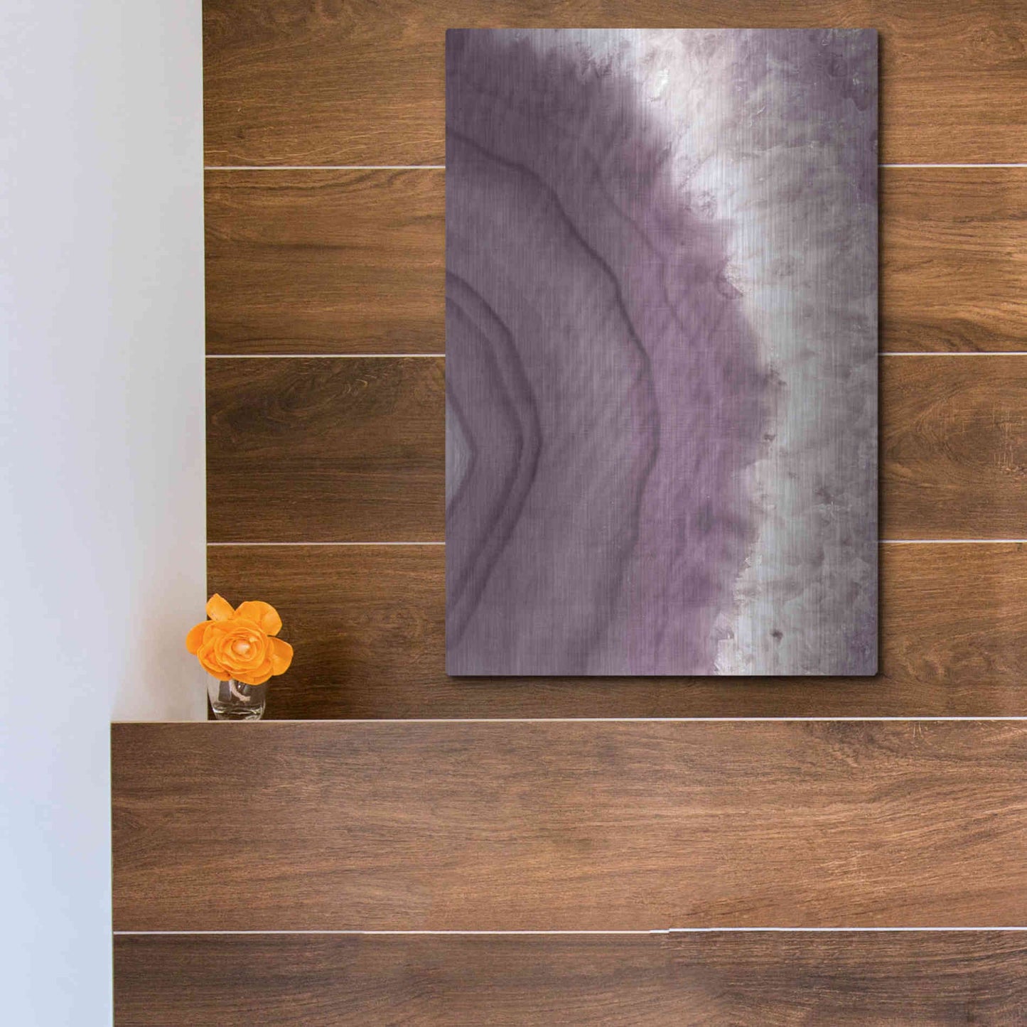 Luxe Metal Art 'Agate Geode II PLUM' by Wild Apple Portfolio, Metal Wall Art,12x16