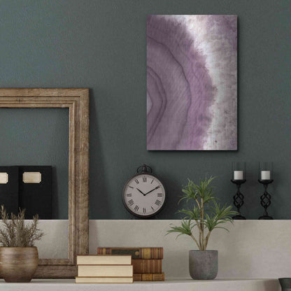 Luxe Metal Art 'Agate Geode II PLUM' by Wild Apple Portfolio, Metal Wall Art,12x16