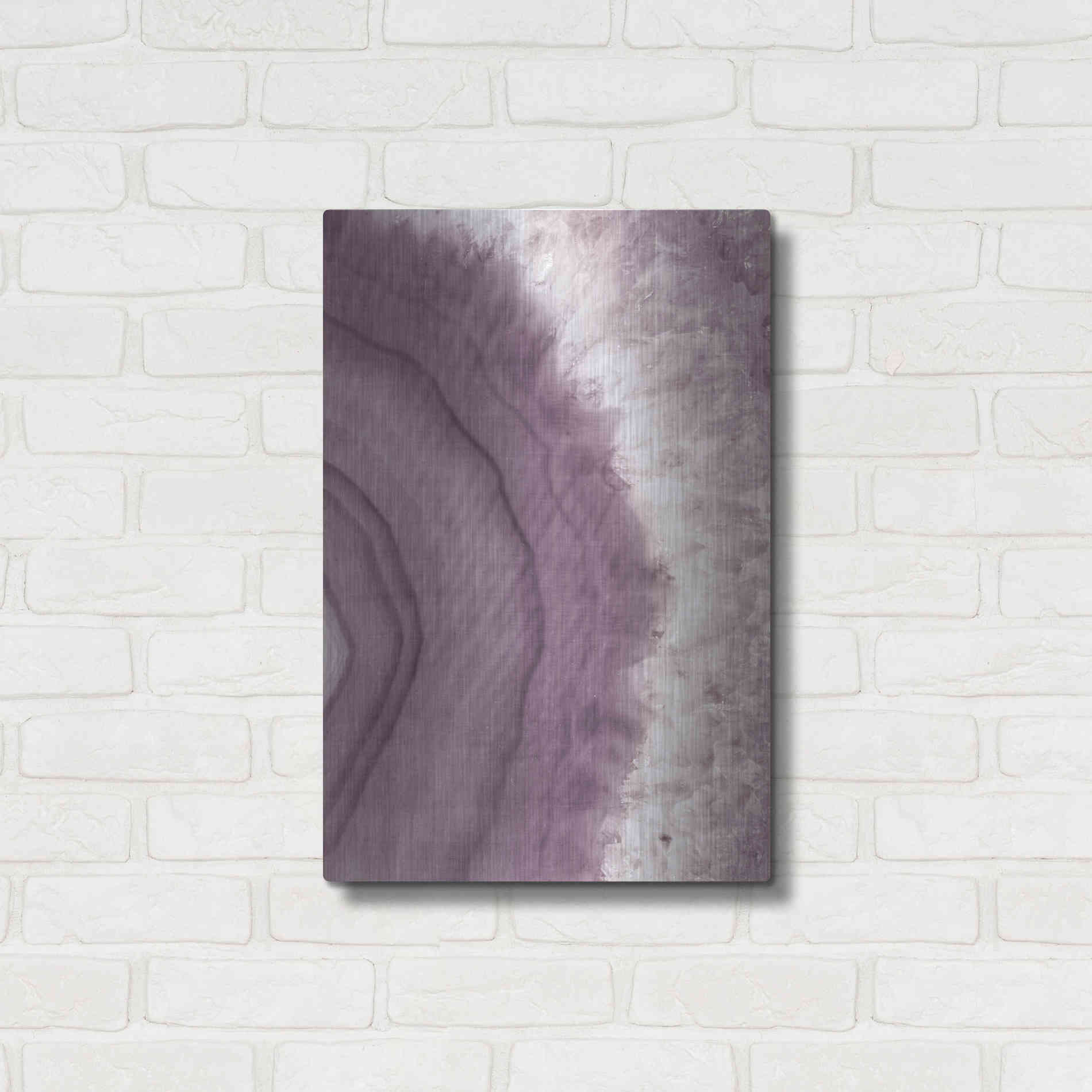 Luxe Metal Art 'Agate Geode II PLUM' by Wild Apple Portfolio, Metal Wall Art,16x24