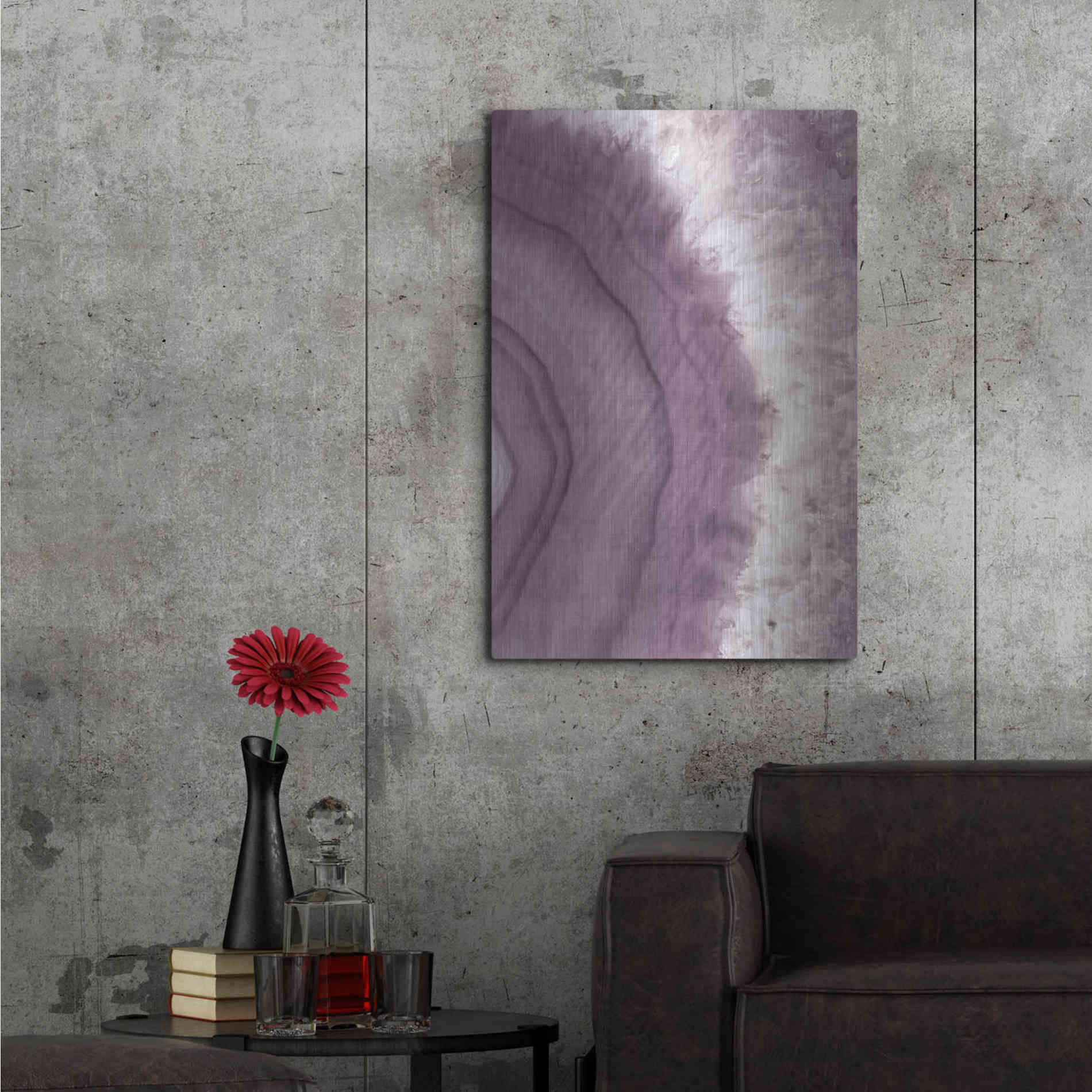 Luxe Metal Art 'Agate Geode II PLUM' by Wild Apple Portfolio, Metal Wall Art,24x36