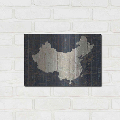 Luxe Metal Art 'Old World Map China' by Wild Apple Portfolio, Metal Wall Art,16x12