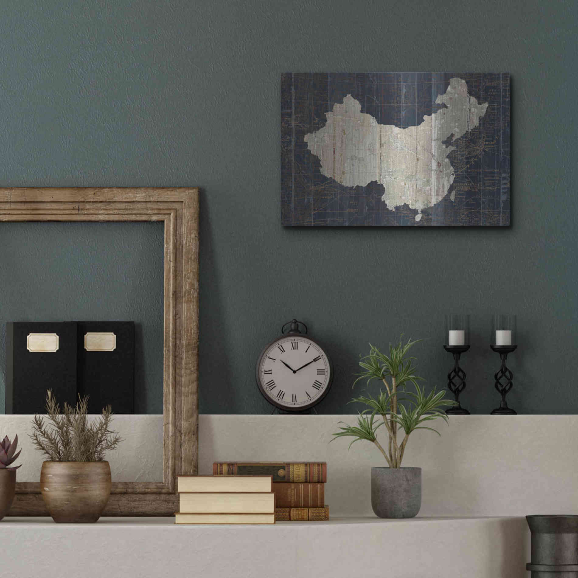 Luxe Metal Art 'Old World Map China' by Wild Apple Portfolio, Metal Wall Art,16x12
