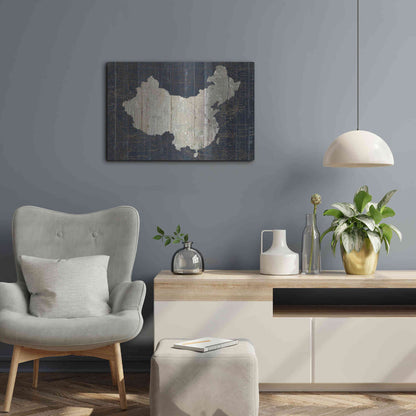 Luxe Metal Art 'Old World Map China' by Wild Apple Portfolio, Metal Wall Art,24x16