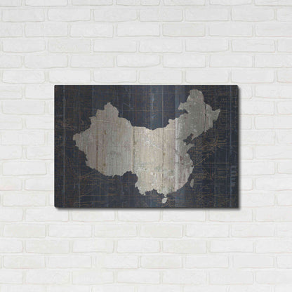 Luxe Metal Art 'Old World Map China' by Wild Apple Portfolio, Metal Wall Art,36x24