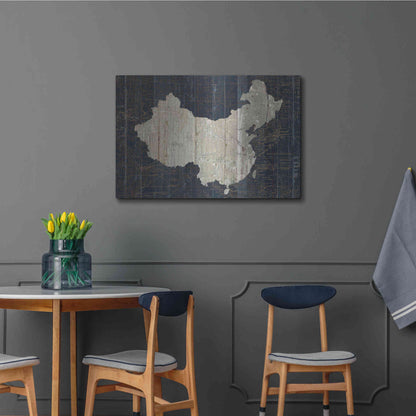 Luxe Metal Art 'Old World Map China' by Wild Apple Portfolio, Metal Wall Art,36x24