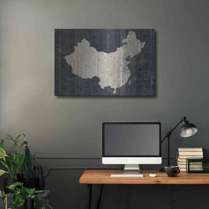 Luxe Metal Art 'Old World Map China' by Wild Apple Portfolio, Metal Wall Art,36x24