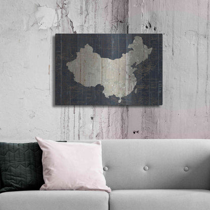 Luxe Metal Art 'Old World Map China' by Wild Apple Portfolio, Metal Wall Art,36x24