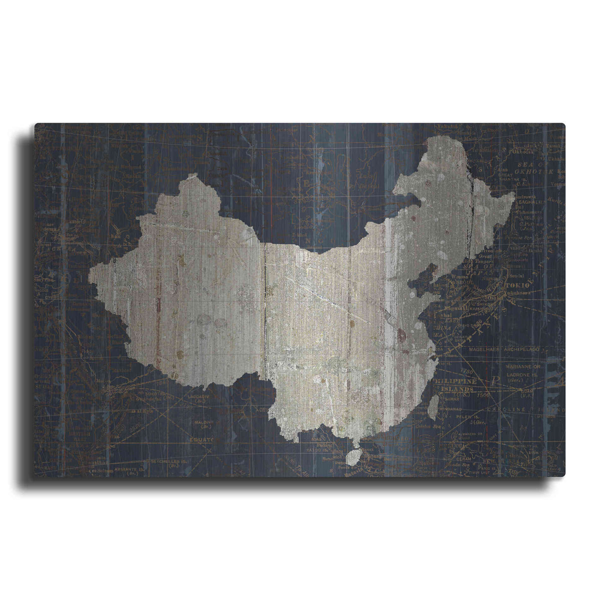 Luxe Metal Art 'Old World Map China' by Wild Apple Portfolio, Metal Wall Art