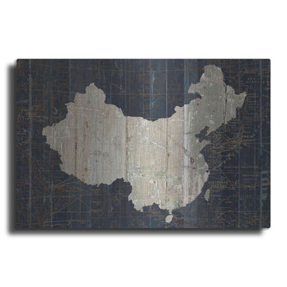Luxe Metal Art 'Old World Map China' by Wild Apple Portfolio, Metal Wall Art