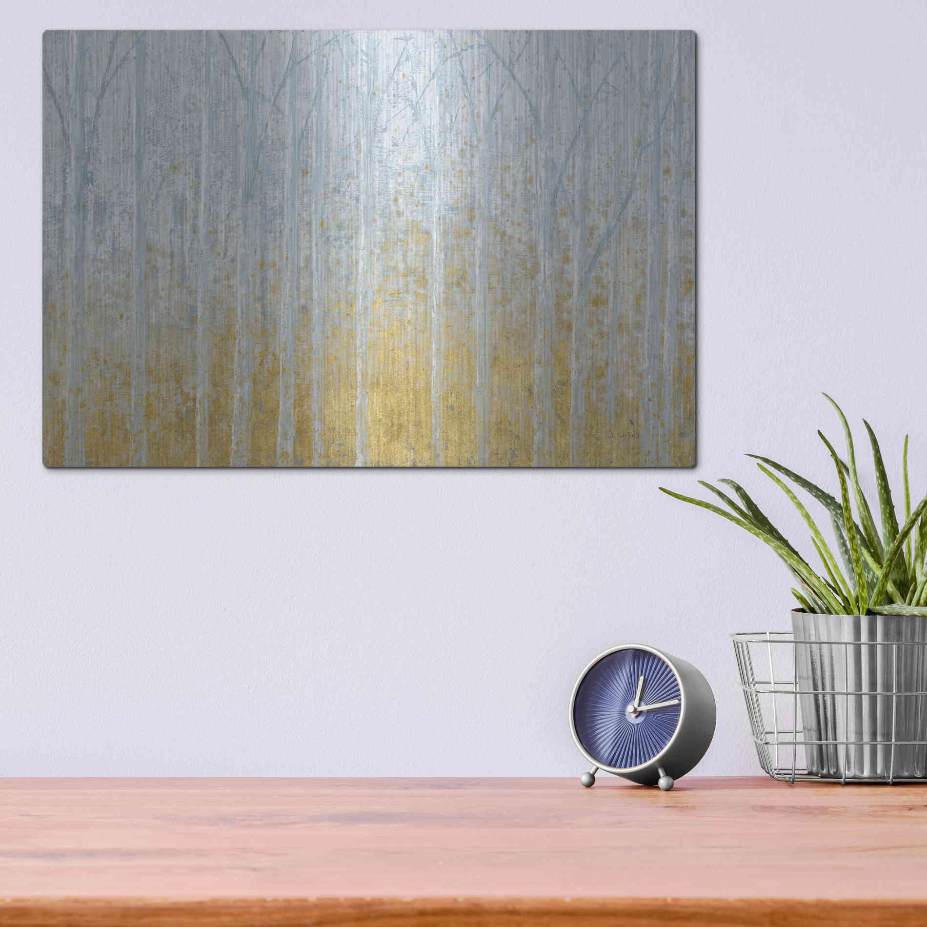 Luxe Metal Art 'Silver Water GOLD' by James Wiens, Metal Wall Art,16x12