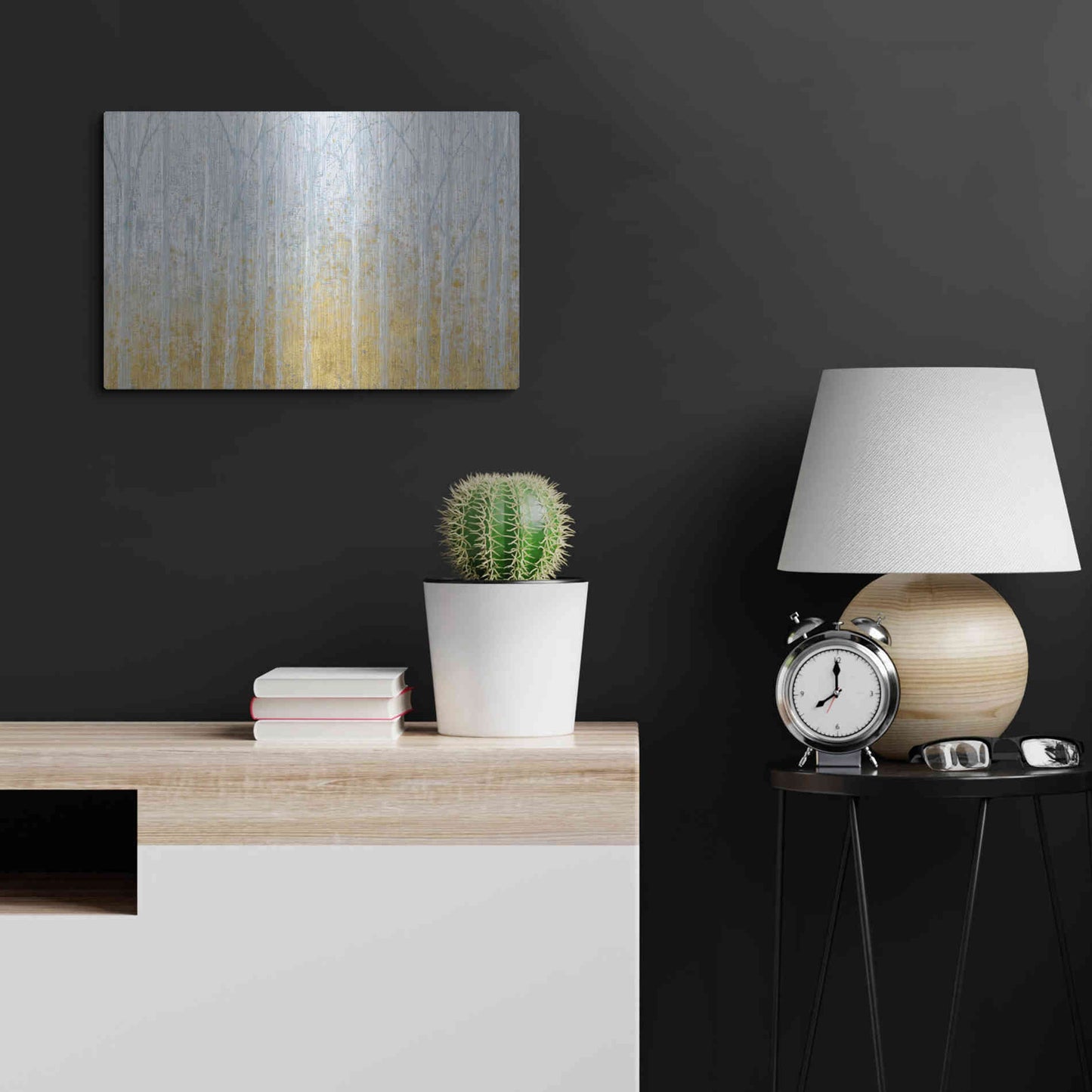 Luxe Metal Art 'Silver Water GOLD' by James Wiens, Metal Wall Art,24x16